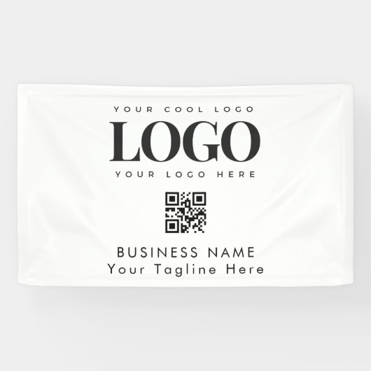 Custom Company Business Logo & Qr Code Corporate Spandoek (Horizontaal)