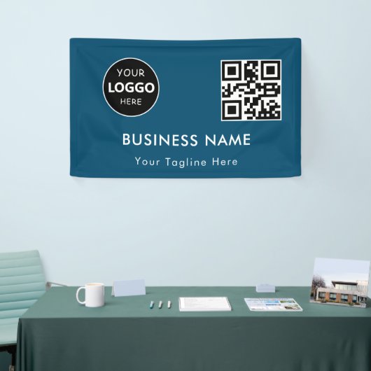 Custom Company Business Logo & Qr Code Corporate Spandoek (Beurs)