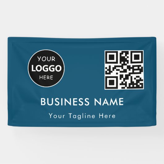 Custom Company Business Logo & Qr Code Corporate Spandoek (Horizontaal)