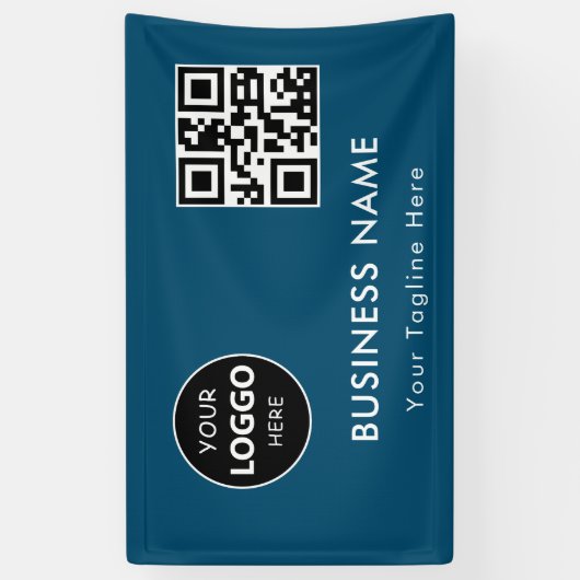 Custom Company Business Logo & Qr Code Corporate Spandoek (Verticaal)