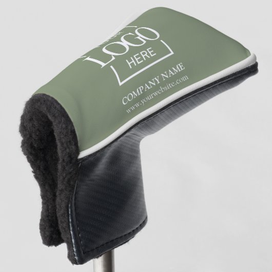 Custom Company Business Logo Sage Green Branded  Golfheadcover (3/4 voorkant)