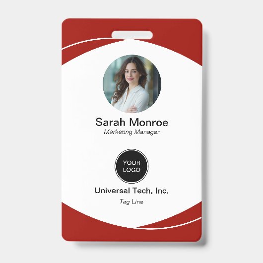 Custom Company Foto Logo Bar Code Beveiligings-ID  Badge (Front)