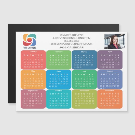 Custom Company Logo 2026 Zakelijke Agenda Magnet (Voorkant / Achterkant)