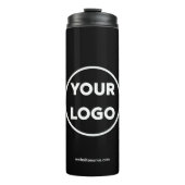 Custom Company Logo and Business Website Black Thermosbeker (Voorkant)