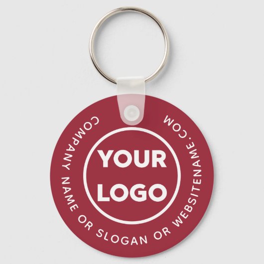 Custom Company Logo and Text on Burgundy Red Sleutelhanger (Voorkant)