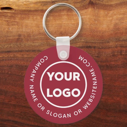 Custom Company Logo and Text on Burgundy Red Sleutelhanger (Achterkant)