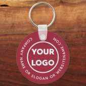 Custom Company Logo and Text on Burgundy Red Sleutelhanger (Voorkant)