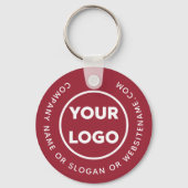 Custom Company Logo and Text on Burgundy Red Sleutelhanger (Achterkant)