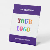 Custom Company Logo and Text Pedestal Sign Example Reclamebord Met Voetstuk (Voorkant)