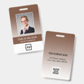 Custom Company Logo Bar Code Employee Photo Brown Badge (Front & Back)