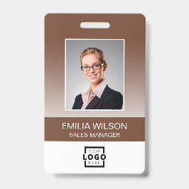 Custom Company Logo Bar Code Employee Photo Brown Badge