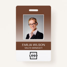 Custom Company Logo Bar Code Employee Photo Brown Badge