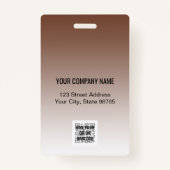 Custom Company Logo Bar Code Employee Photo Brown Badge (Achterkant)