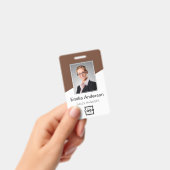 Custom Company Logo Bar Code Employee Photo Brown Badge (Handheld)