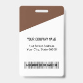 Custom Company Logo Bar Code Employee Photo Brown Badge (Back)