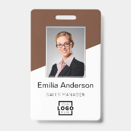 Custom Company Logo Bar Code Employee Photo Brown Badge