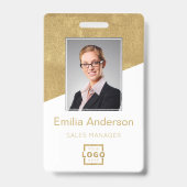 Custom Company Logo Bar Code Employee Photo Gold Badge (Voorzijde)
