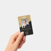 Custom Company Logo Bar Code Employee Photo Gold Badge (Handheld)