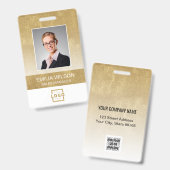 Custom Company Logo Bar Code Employee Photo Gold Badge (Voor- en achterkant)