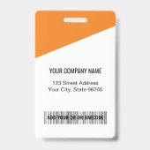 Custom Company Logo Bar Code Employee Photo Oranje Badge (Back)