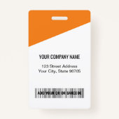 Custom Company Logo Bar Code Employee Photo Oranje Badge (Achterkant)
