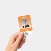 Custom Company Logo Bar Code Employee Photo Oranje Badge (Handheld)