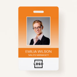 Custom Company Logo Bar Code Employee Photo Oranje Badge