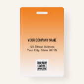 Custom Company Logo Bar Code Employee Photo Oranje Badge (Achterkant)