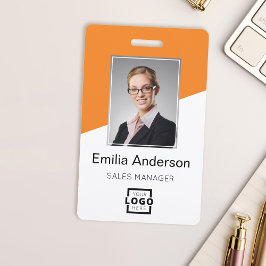 Custom Company Logo Bar Code Employee Photo Oranje Badge