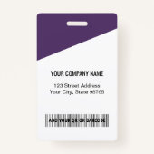 Custom Company Logo Bar Code Employee Photo Paars Badge (Achterkant)