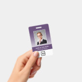 Custom Company Logo Bar Code Employee Photo Paars Badge (Handheld)