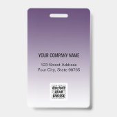 Custom Company Logo Bar Code Employee Photo Paars Badge (Back)