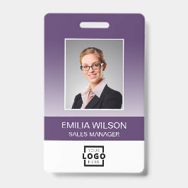 Custom Company Logo Bar Code Employee Photo Paars Badge