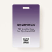 Custom Company Logo Bar Code Employee Photo Paars Badge (Achterkant)