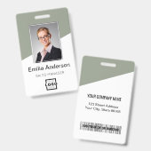 Custom Company Logo Bar Code Employee Photo Sage Badge (Voor- en achterkant)
