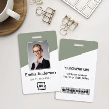 Custom Company Logo Bar Code Employee Photo Sage