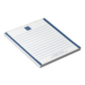 Custom Company Logo Bedrijfsnaam Blue Border Notitieblok (Schuin)