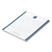 Custom Company Logo Bedrijfsnaam Blue Border Notitieblok (Linkerzijde)