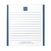 Custom Company Logo Bedrijfsnaam Blue Border Notitieblok (Voorkant)