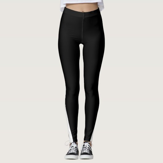 Custom Company Logo Black and White Leggings (Voorkant)