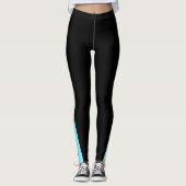 Custom Company Logo Black & Electric-Blue Leggings (Voorkant)