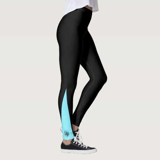 Custom Company Logo Black & Electric-Blue Leggings (Rechts)
