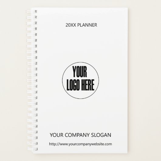 Custom Company Logo Black en White Minimal Planner (Voorkant)