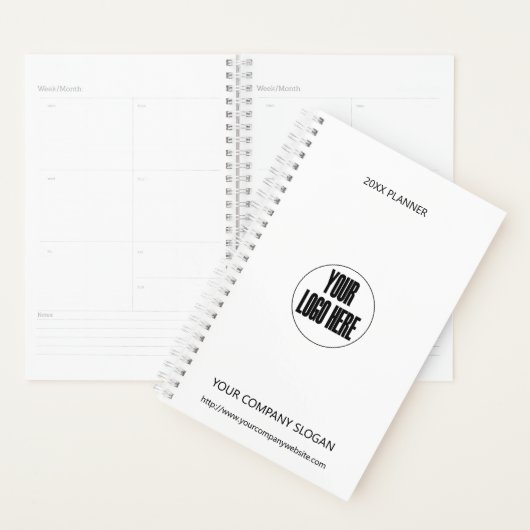 Custom Company Logo Black en White Minimal Planner (Display)