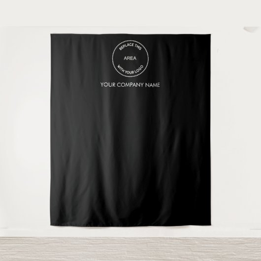 Custom Company Logo Black Event Foto Achtergrond Wandkleed (Voorkant)