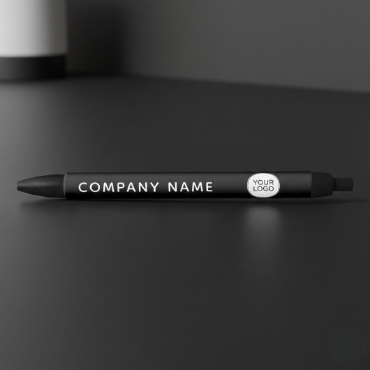 Custom Company Logo Black Pen | Modern Minimalist 