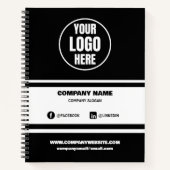 Custom Company Logo Business Branded Zwart & Wit Notitieboek (Voorkant)