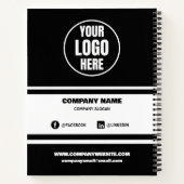 Custom Company Logo Business Branded Zwart & Wit Notitieboek (Achterkant)