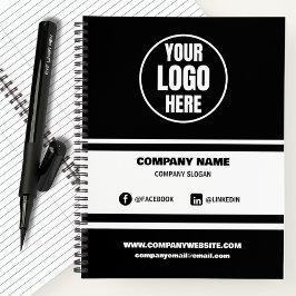 Custom Company Logo Business Branded Zwart & Wit Notitieboek
