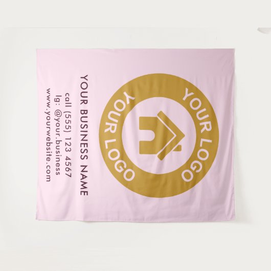 Custom Company Logo Business Event Pink Tapestry Wandkleed (Voorkant (horizontaal))
